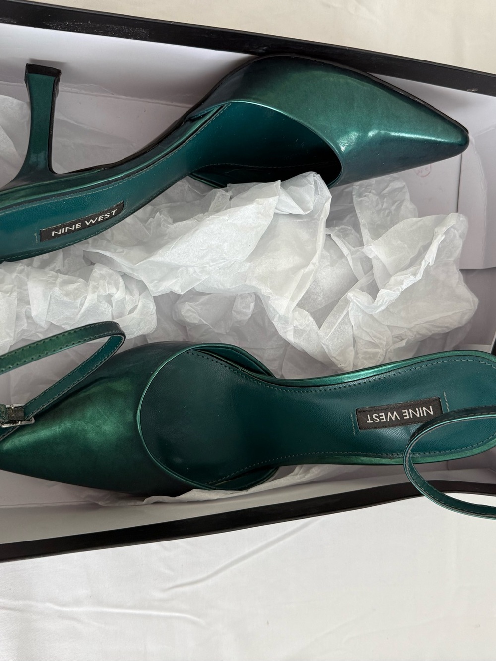 Nine West Metallic Emerald Green Pointed Ankle-Strap Pump - Picture 4 of 5